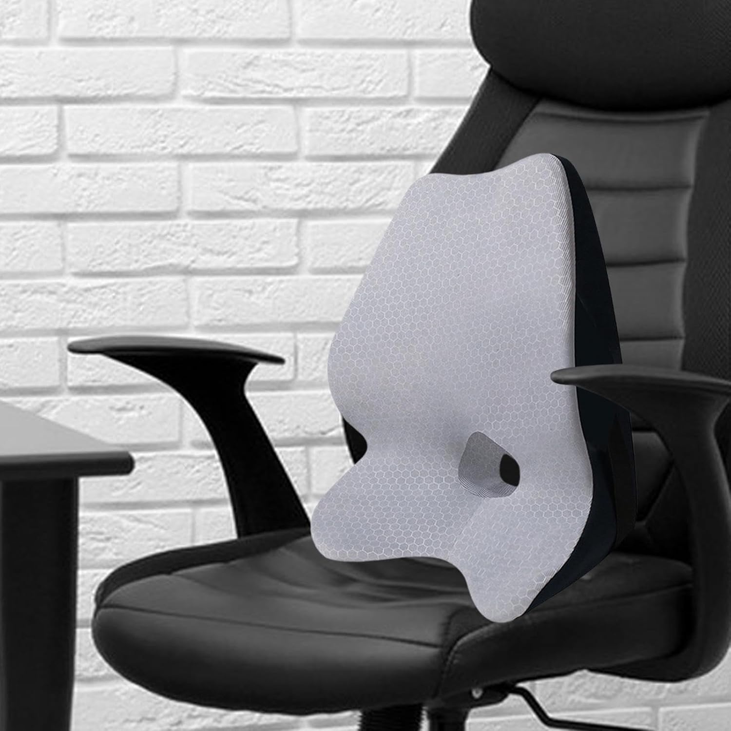 Lumbar Support Pillow Car Back Support Breathable Back Pad Ergonomic Car Waist Support for Office, Chair, Sleeping Rest, Gray