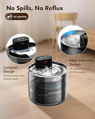Miniatura 8 de Fuente de agua para gatos sin bombas, fuente inalámbrica para gatos, funciona con pilas, fuente de agua para mascotas de 3.5 L119 onzas con bandeja