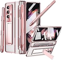 Vista 6 de Funda transparente para Samsung Galaxy Z Fold 5 con S Pen y soporte para bolígrafo, diseño de una sola pieza Z Fold 5, funda para teléfono