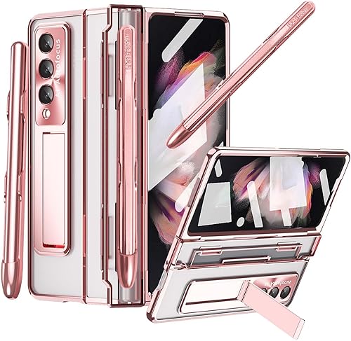 Miniatura 6 de Funda transparente para Samsung Galaxy Z Fold 5 con S Pen y soporte para bolígrafo, diseño de una sola pieza Z Fold 5, funda para teléfono