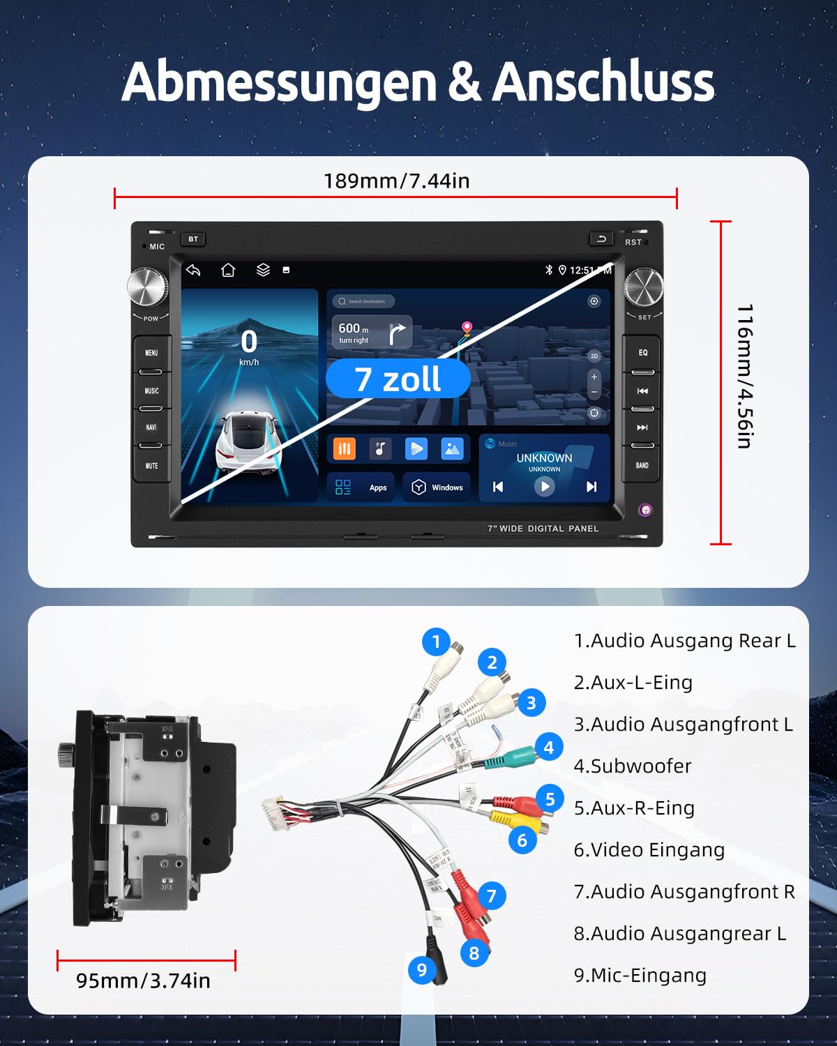 ESSGOO Drahtloses Carplay und Android 2+64G Android 15 Auto Autoradio Für VW Polo MK3/4 9N Golf 4 Passat B5 T5 Seat Skoda, 7 Zoll Touchscreen mit Bluetooth FM RDS GPS WiFi