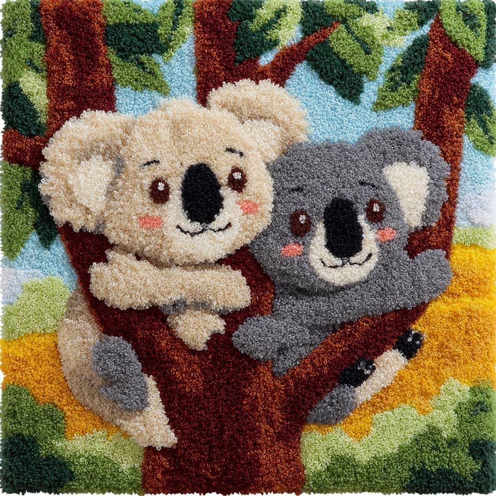 WallustrioaW Latch Hook Kit 43x43cm,Two Koalas