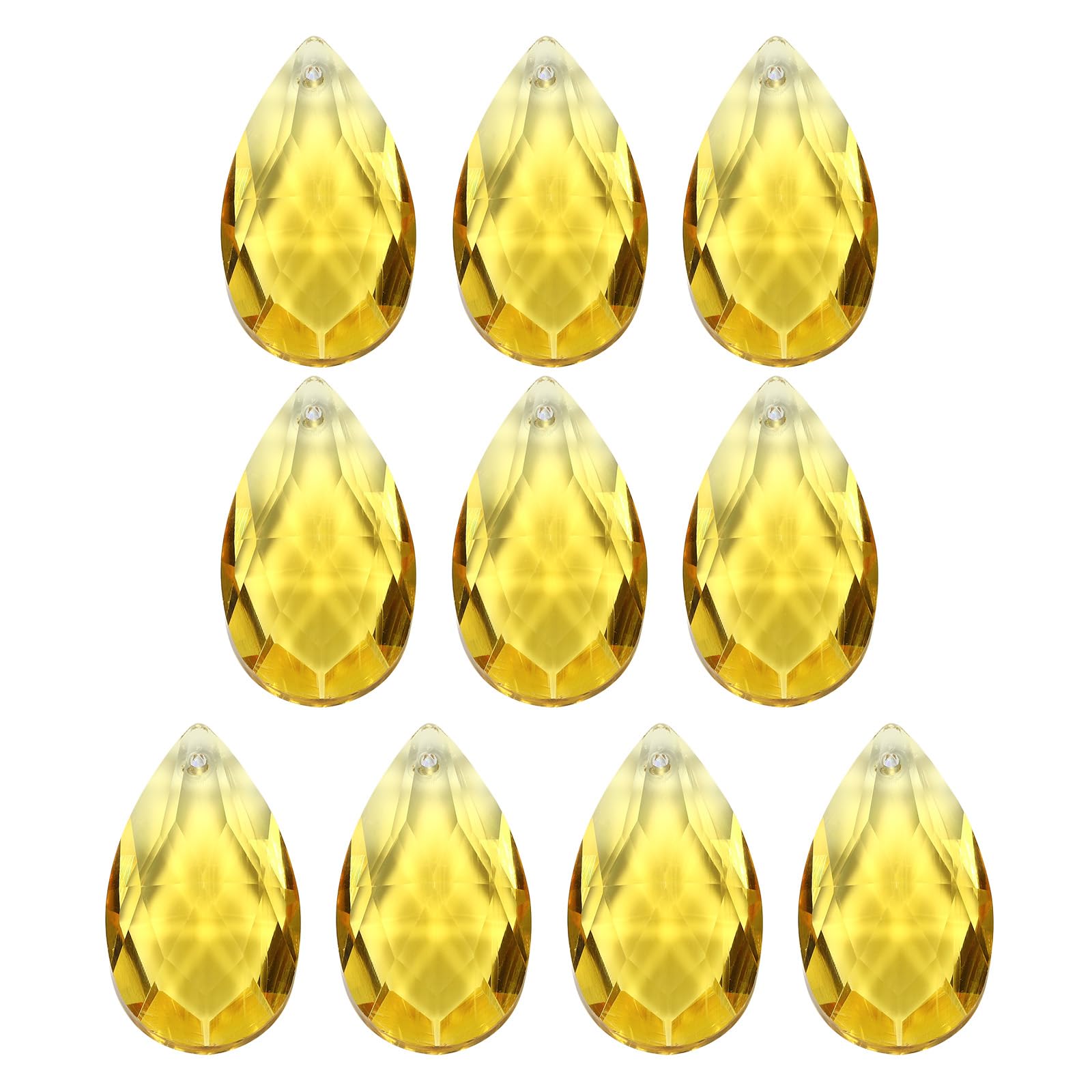 PATIKIL K9 Crystal Pendants Teardrop Beads, 10 Pack 38mm Chandelier Prisms Parts Hanging Beads DIY Lamp for Arts Crafts Decoration, Golden — image 1