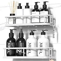 Vista 10 de YASONIC Organizador de Ducha Adhesivo, Organizadores de Ducha de Baño Sin Taladro, con Ganchos Removibles y Portajabón, Estantes de Ducha a Prueba