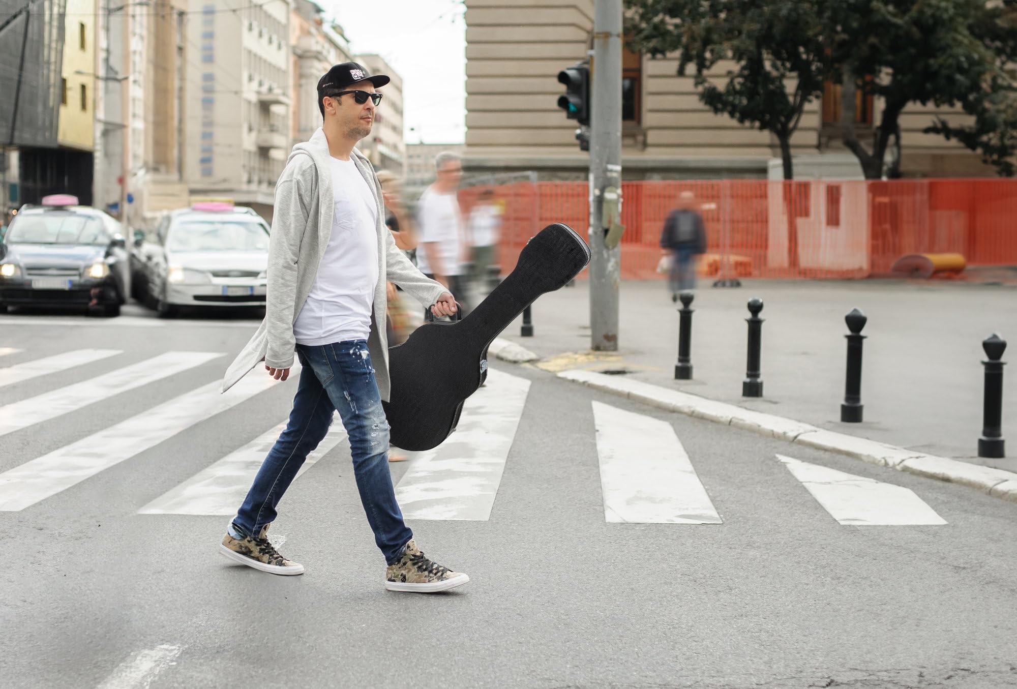 Rocktile Étui Guitare pour Guitare Semi-Acoustique ES-Style II - Hardcase Rembourré - Compartiment Intégré - Fermeture À Clé - Longueur Totale : 106 cm - Noir