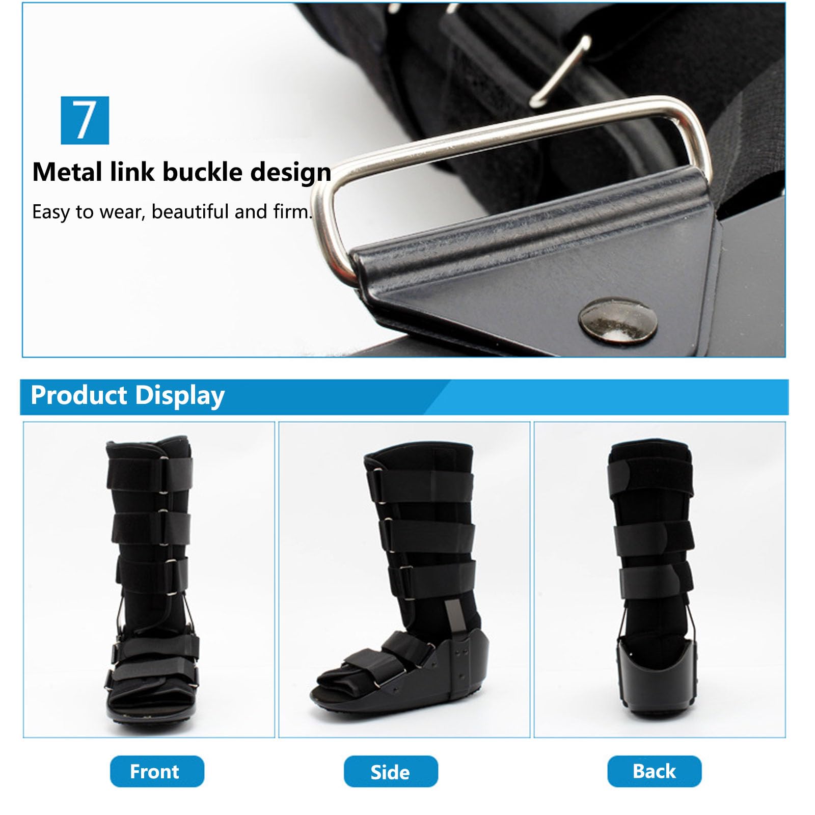 HAILM Bota Walker Fractura, Cómoda y Transpirable, Férulas Ortopédicas Noche Pie, para Esguince Tobillo, Fractura Tensión, Pie Roto o Tendonitis Aquiles - Negro,S