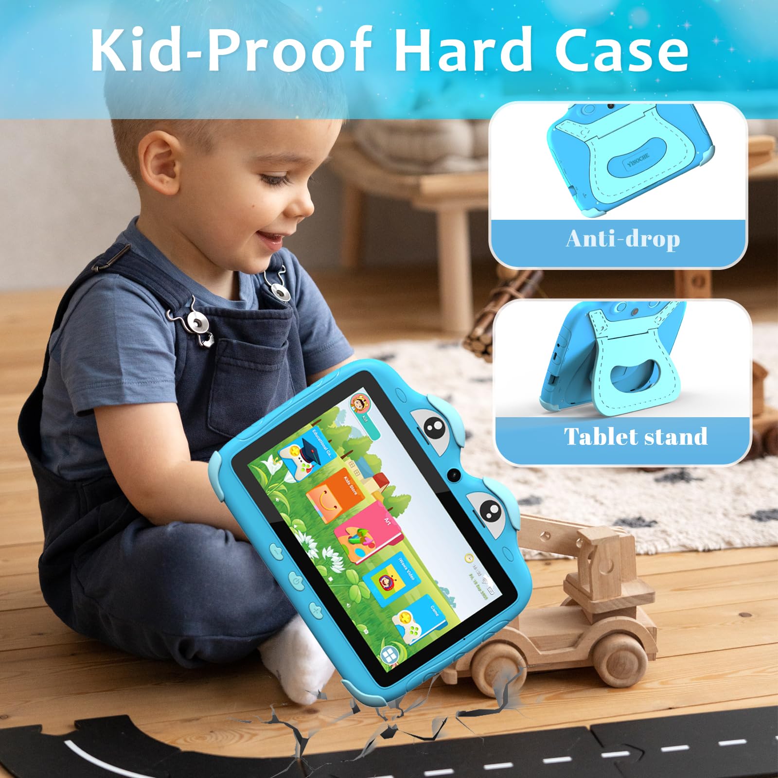 Tableta infantil para niños de 3 a 7 pulgadas, tableta para niños pequeños, tabletas Android para niños, tabletas de 32 G para niños, tableta WiFi para niños con control parental, funda a prueba de 5