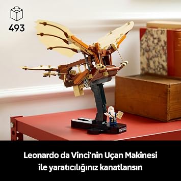 LEGO Icons Leonardo da Vinci's Flying Machine 10363 – مجموعة المباني الزخرفية للبالغين المتحمسين للتاريخ والطيران، فكرة الهدية (493 قطعة)