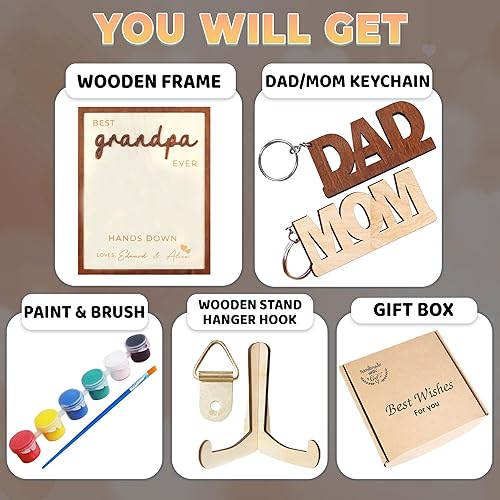 Miniatura 3 de Letrero personalizado con impresión a mano para papá, regalo de cumpleaños para padre, placa de madera, nombre de la familia, marco grabado para el