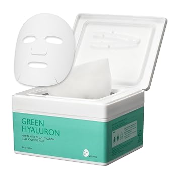MILKTOUCH Green Hyaluron Daily Soothing Sheet Mask Pack Hydrating, Nourishing, and Revitalizing Face Masks for Glowing Skin, Anti-Aging, Moisturizing, and Soothing Effects 30pcs for Daily Use