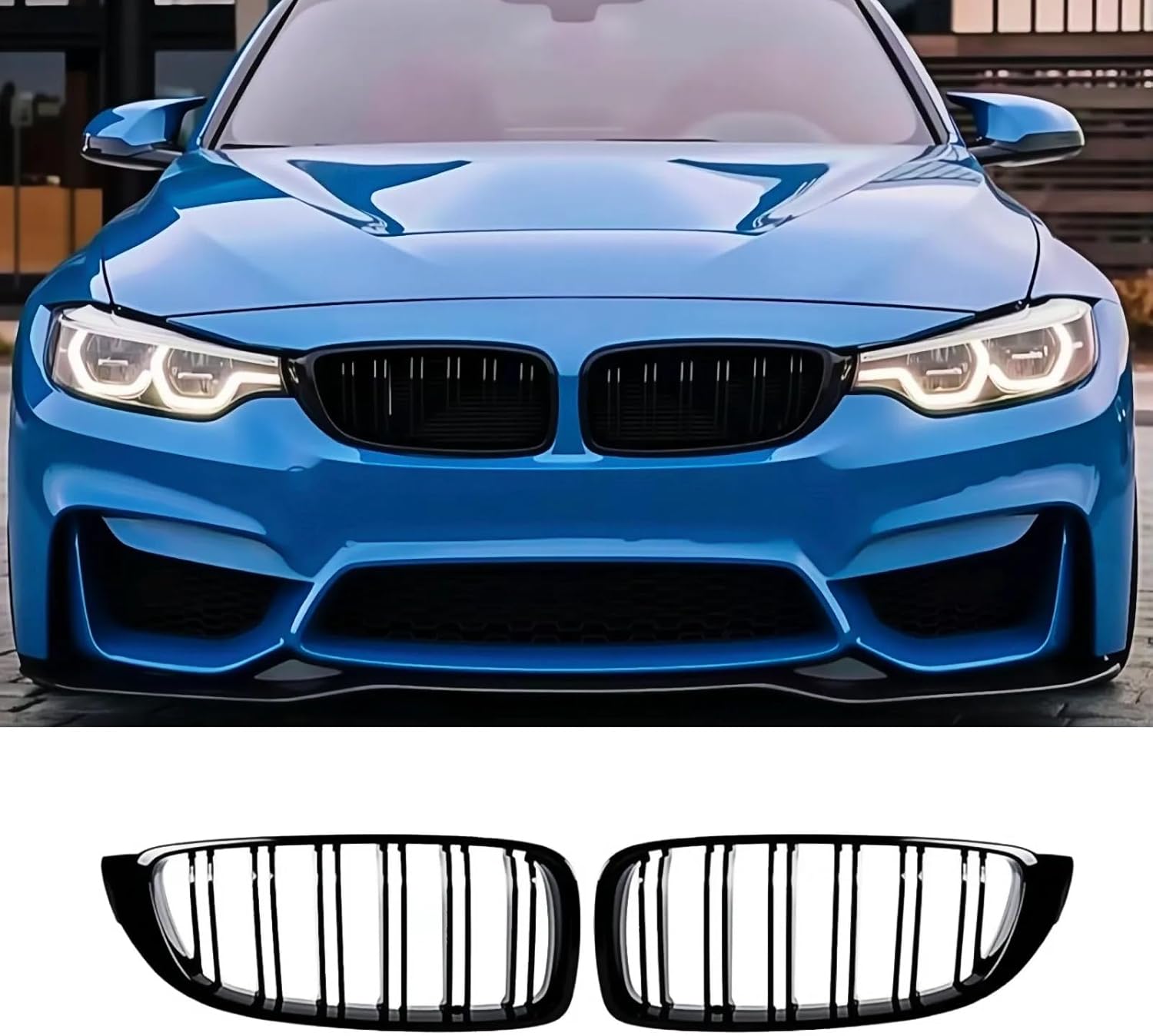 BMW 4 Series F32 F33 F36 Gloss Black Double Slat Kidney Grille Set