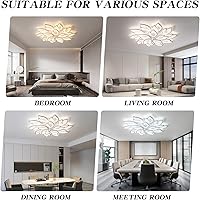 Vista 9 de JAYMP Lámpara de techo en forma de flor de 39.4 pulgadas, regulable, moderna, con control remoto, lámpara de iluminación LED para sala de estar, 5