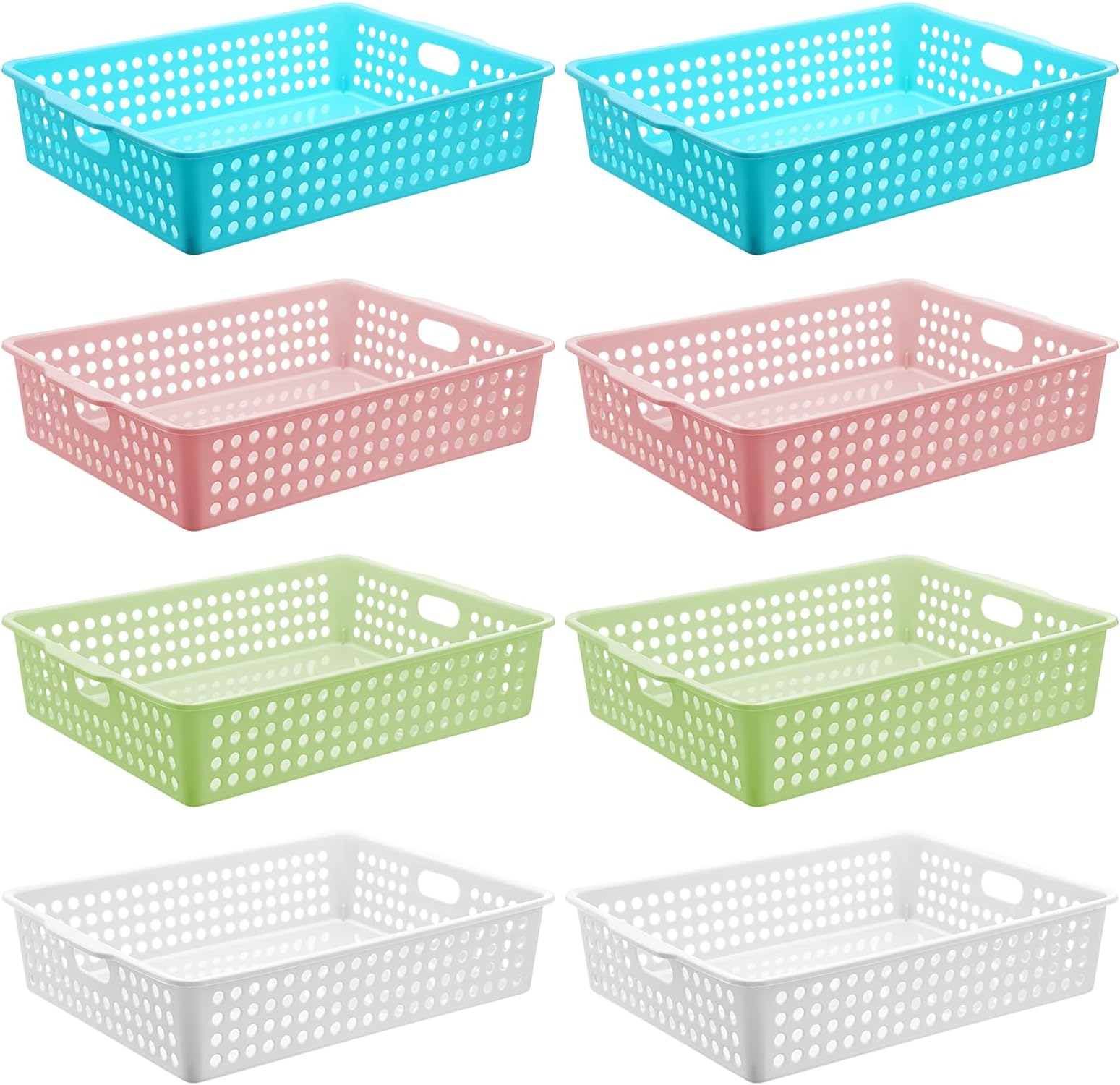 8 Pack Turn In Trays Classroom Paper Baskets, Plastic Stackable Turn In Bins for Organizing A4 Papers Tray Classroom Baskets for Teachers, Students School Office Desk Room Trays
