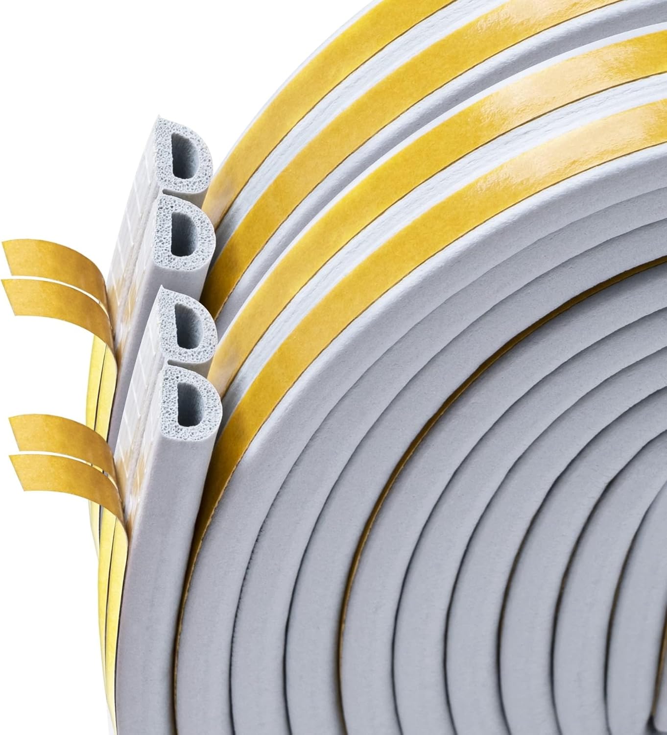 66ft Draught Excluder Tape for Door Window, Self-Adhesive Weather Stripping, Sealing Foam Tape Strip Against Cold Draught, Anti-Collision, Soundproof, Waterproof, Dustproof Gray