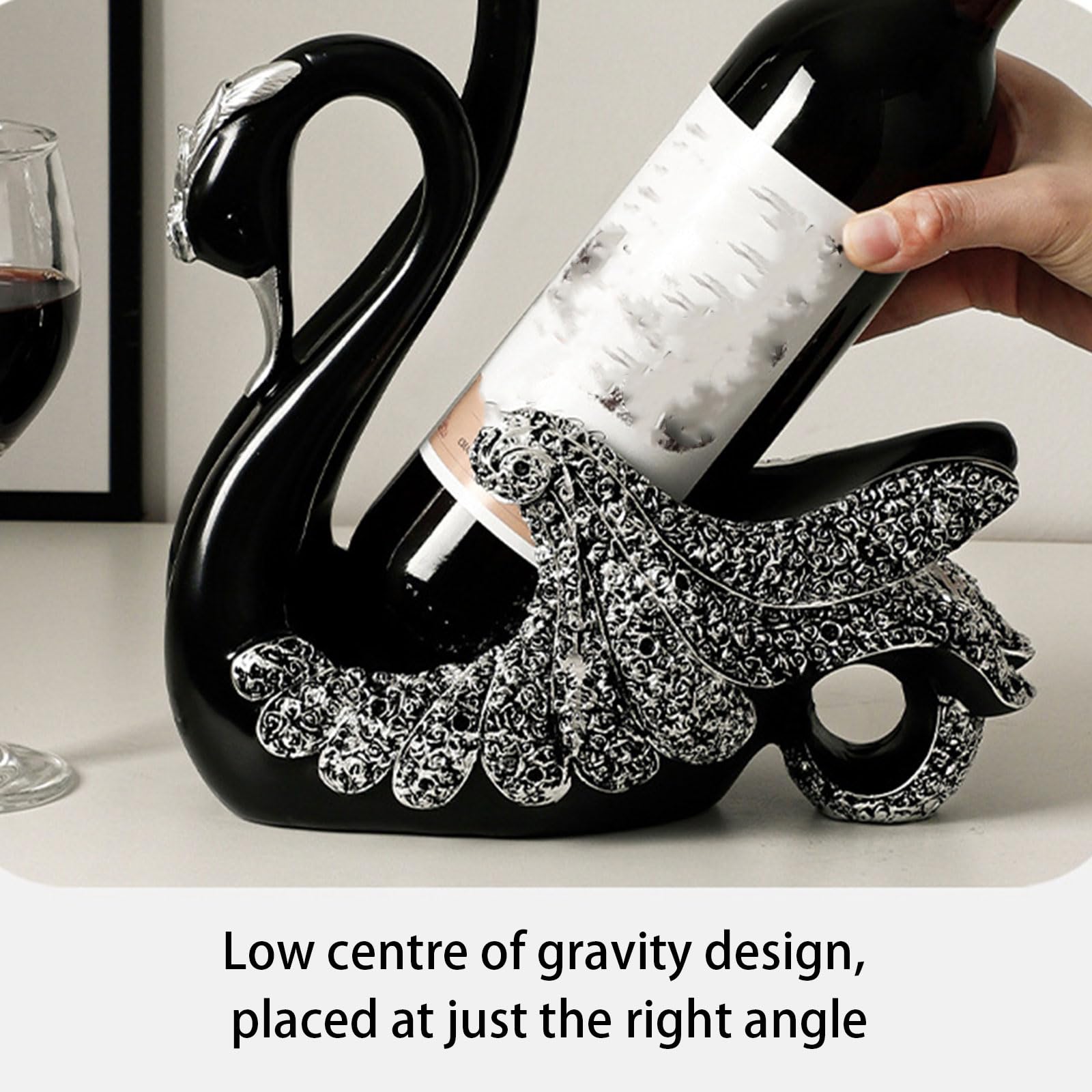 Porte Bouteille pour Une Seule Bouteille, Design Cygne, Décoration De Table pour Comptoir Et Table À Manger, Porte-Bouteilles sur Pied Cuisine, Bar Et Armoires