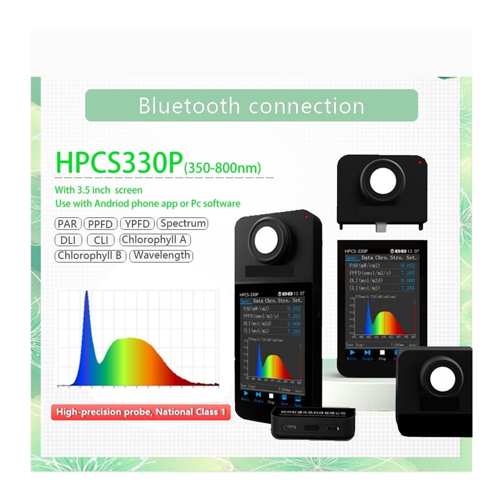Spektrometr, HPCS310P HPCS330P Spektrometr Przenośny Wsparcie Aplikacja Telefoniczna I Oprogramowanie Na Komputer(HPCS330P With screen)
