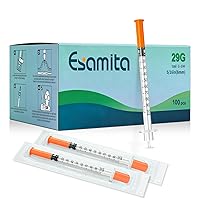 Vista 7 de Jeringas de insulina, 0.0 fl oz, 30G, 1/2" (12.7 mm) con aguja, U-100, envasadas individualmente, paquete de 100