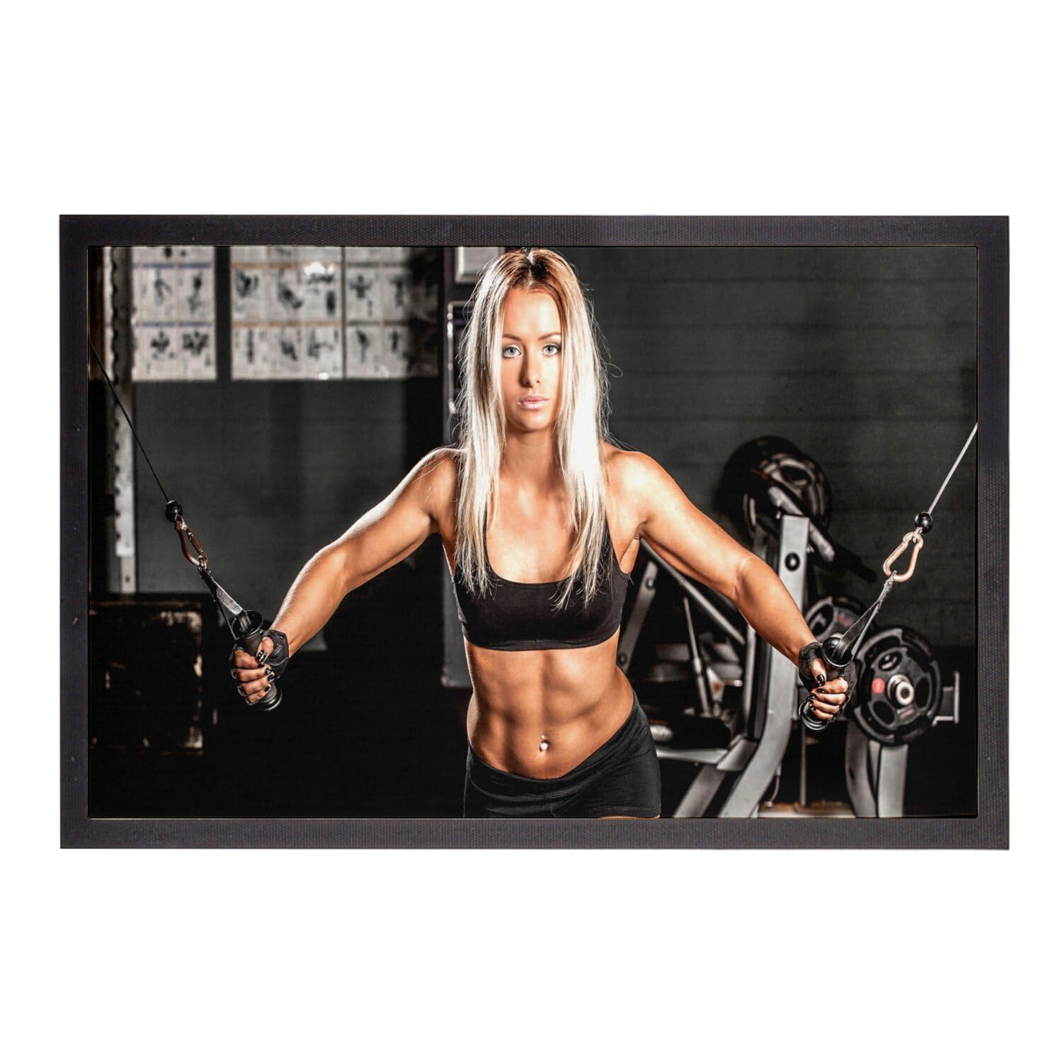 Paillasson Jolie Fille Fitness Musculation Tapis Entrée Gym 60x40cm