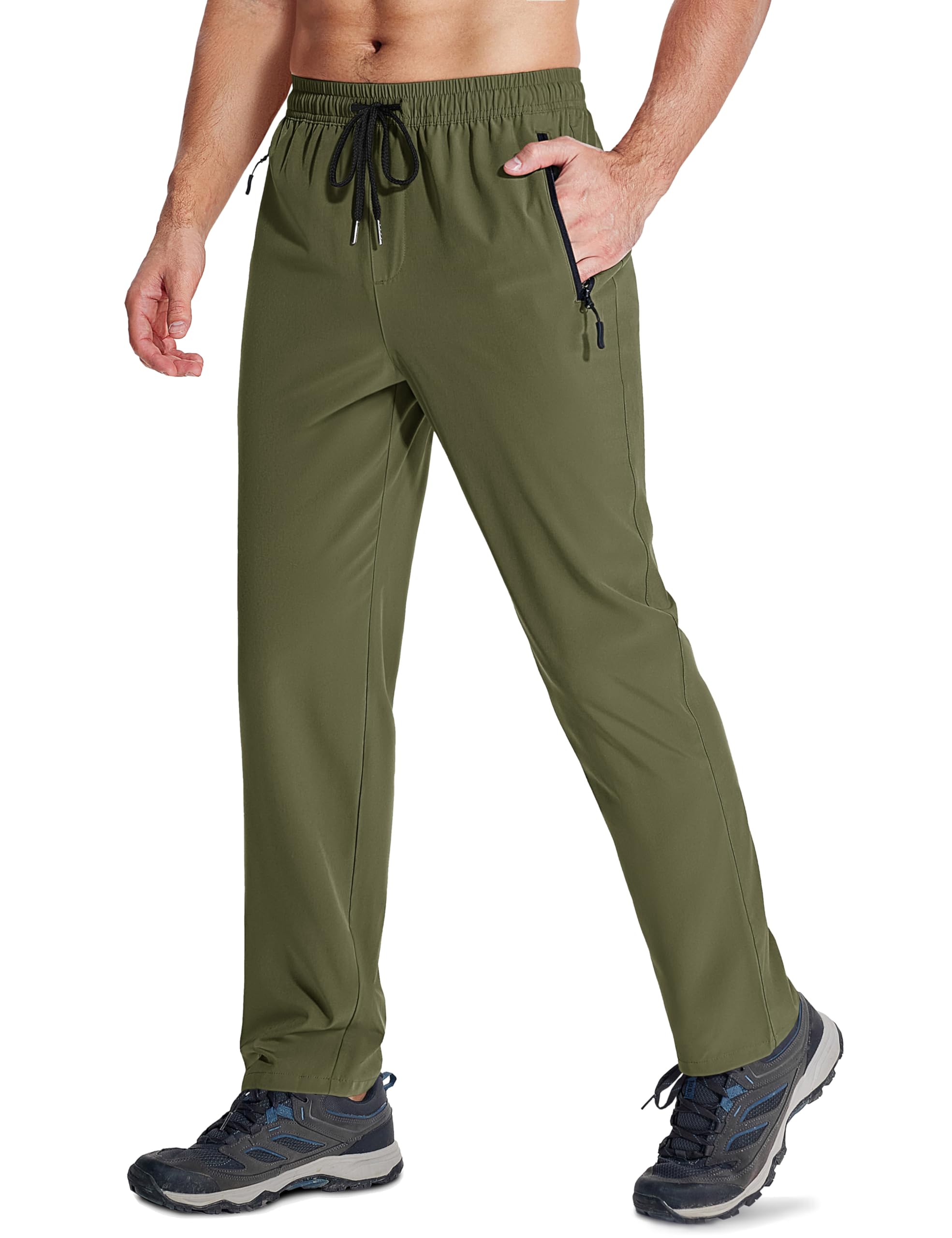 MAGCOMSEN Mens Hiking Pants Quick Dry Lightweight Water Resistant Outdoor Pants with 3 Zipper Pockets