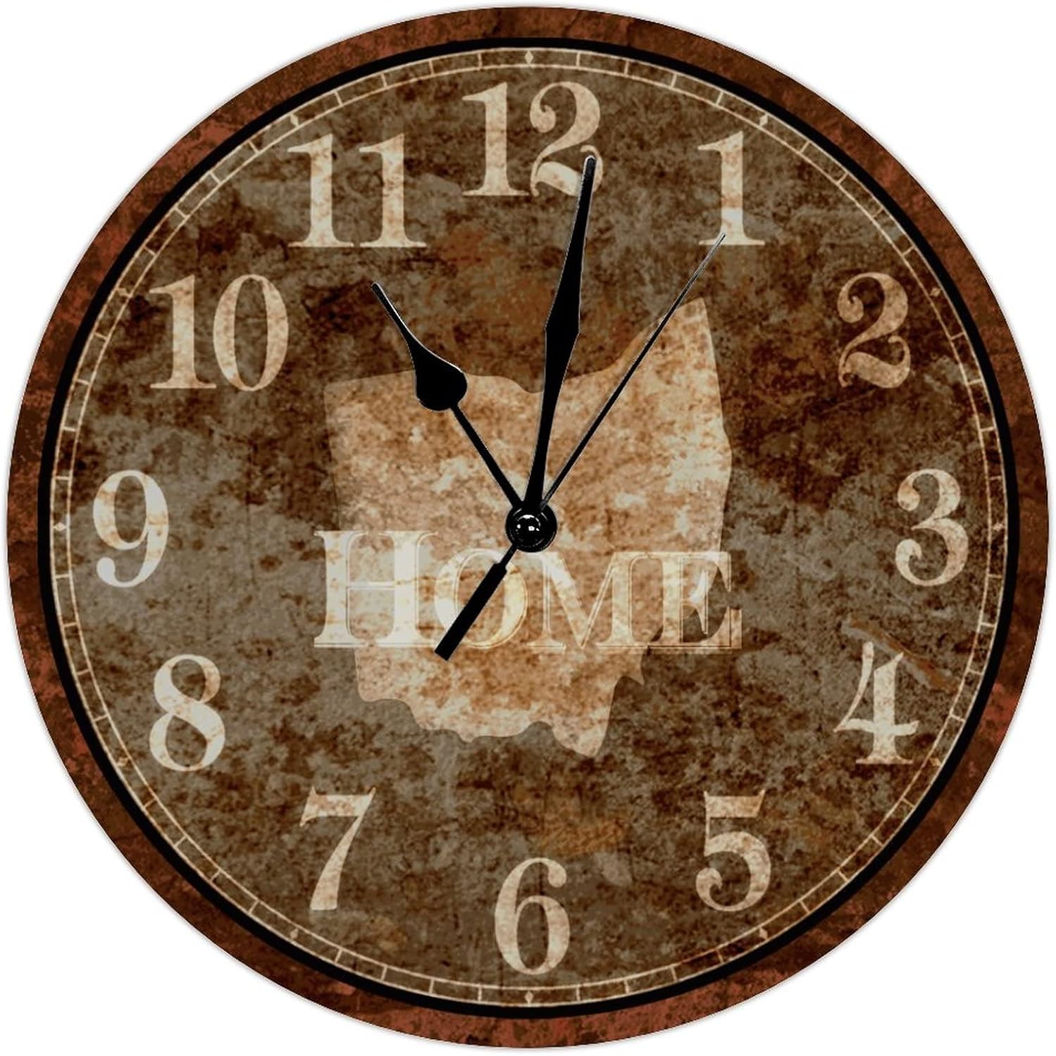 Ohio Home State Clock United States Wall Clock Vintage Ohio Large Wooden Wall Clocks Battery Operated 12 Inch Non-Ticking Vintage Nautical Home Decor for Bedroom Living Room Kitchen School Office