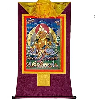 Arte de pared de budismo tibetano Jambhala amarillo tibetano Thangka colgante for decoración del hogar listo for colgar (color: azul, tamaño: M) (color: azul, tamaño (Colo ( Color : Purple , Size : S