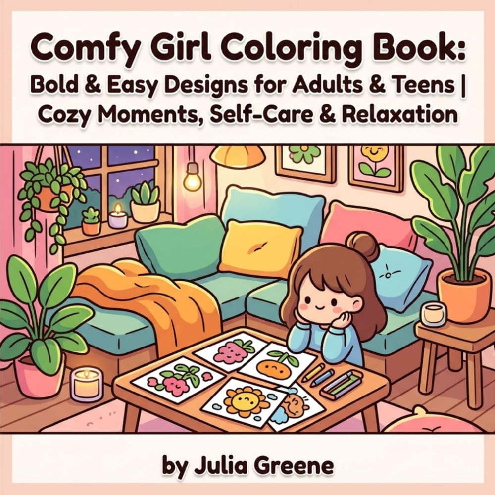 Comfy Girl Coloring Book: Bold & Easy Designs for Adults & Teens | Cozy Moments, Self-Care & Relaxation