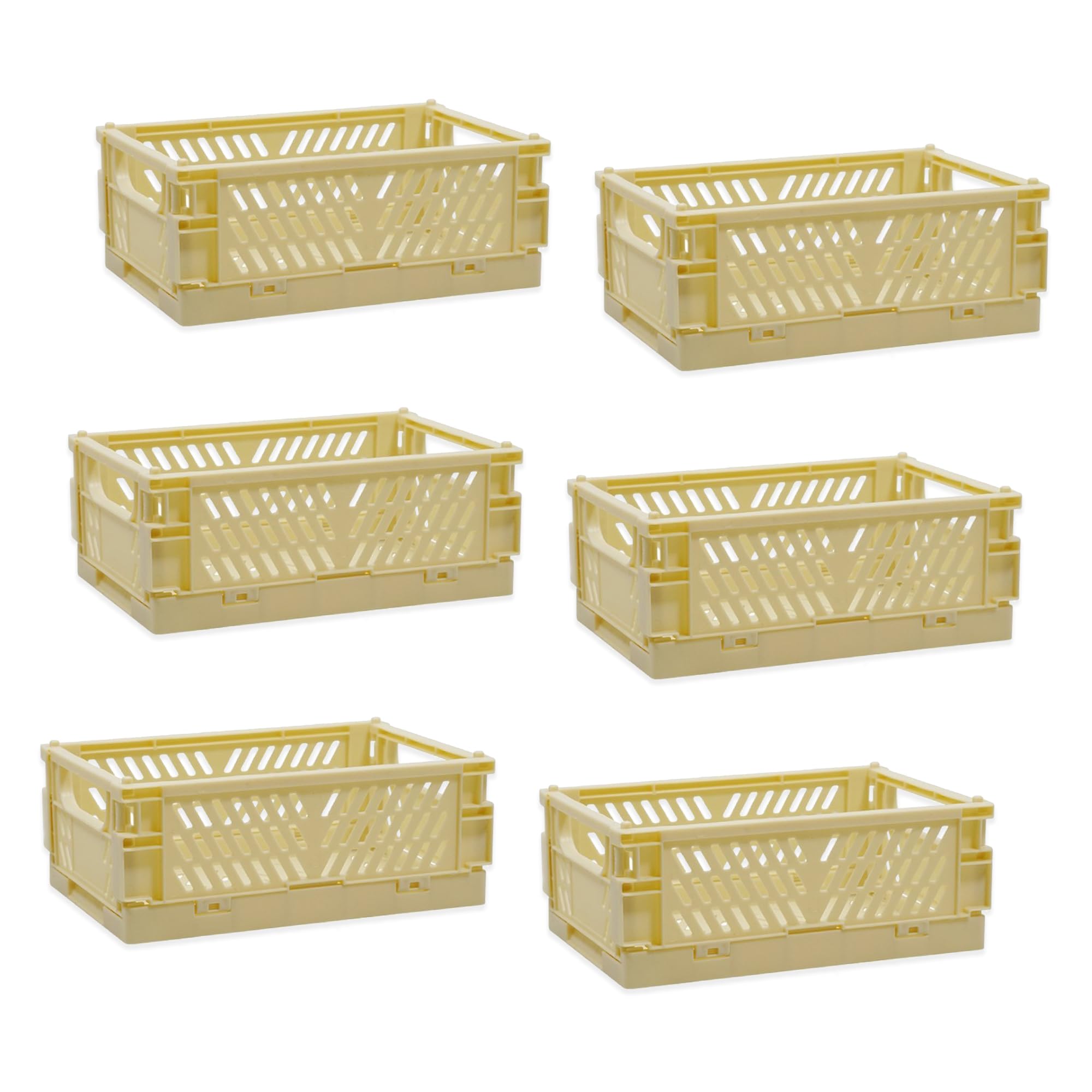 Kuber Industries Beige (Set Of 6) Small & Rugged Plastic Basket For Storage - For Kitchen, Makeup, Toiletries & Bathroom Items