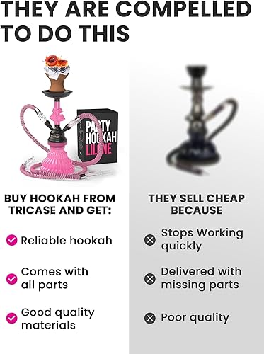 Miniatura 2 de LilOne - Juego de 2 mangueras para cachimba  LilOne 12 pulgadas Pink Mini Hookah Combo Kit Shisha Hookah Set con papel de aluminio preperforado