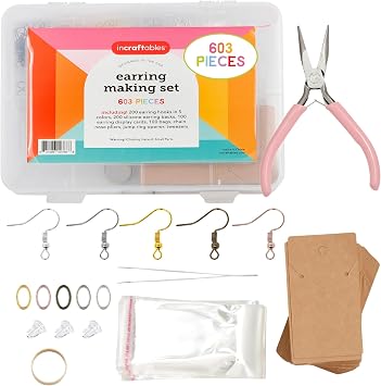 Incraftables 1150 Piece Jewelry Earring Kit Hypoallergenic Gold & Silver Hooks, Posts, Hoops & Findings 5 Color Variety for DIY Earrings & Crafting Supplies