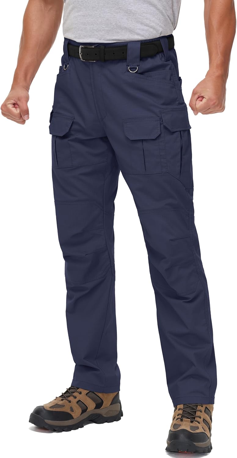 Men's Tactical Pants Water Resistant Stretch Ripstop Cargo Pants Lightweight Outdoor EDC Work Hiking Pants
