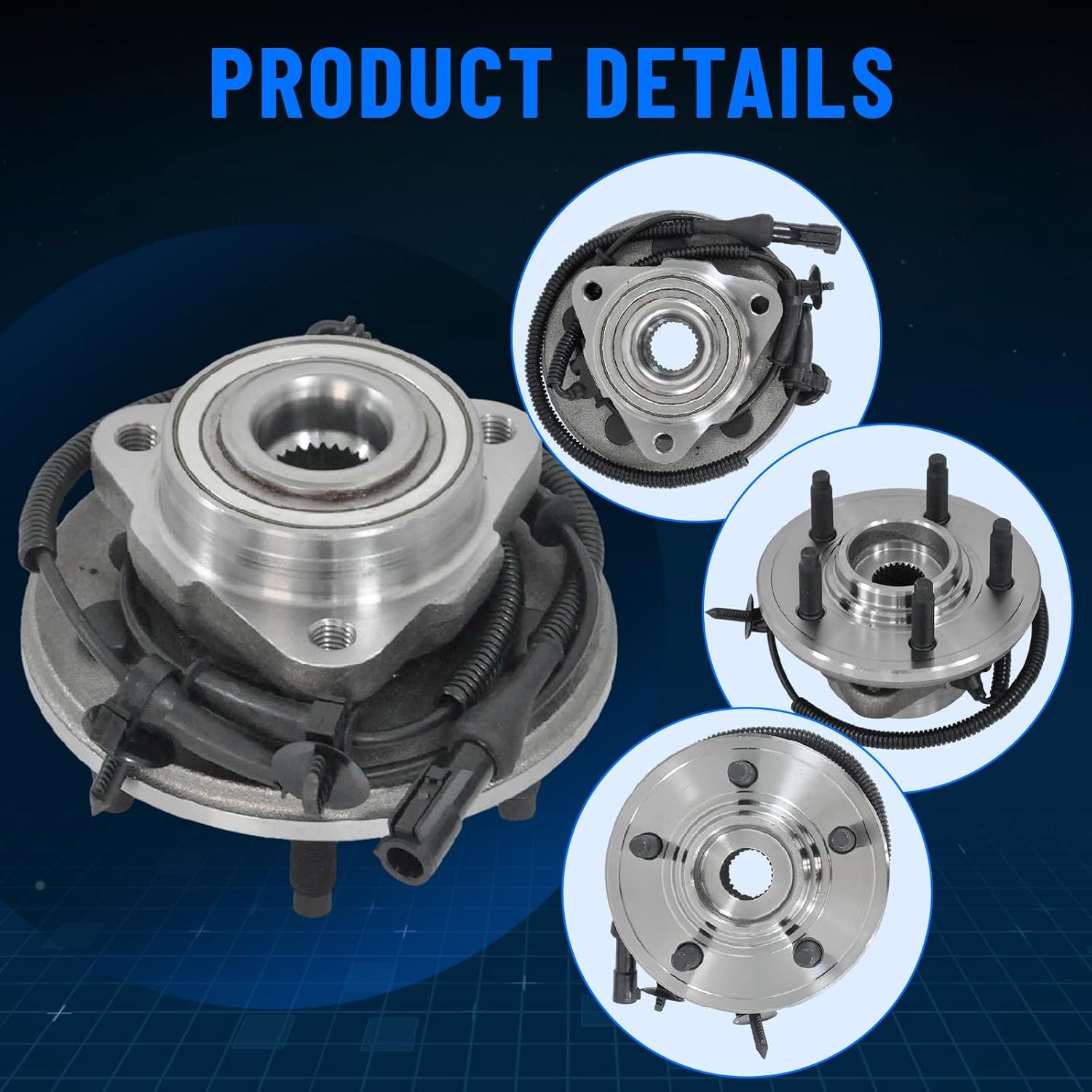 515050 2 Pack Front Left/Right Wheel Hub and Bearing Assembly for Ford Explorer 2002-05, for Mercury Mountaineer 2002-05, for Lincoln Aviator 2003-05 5 Lugs w/ABS Pair