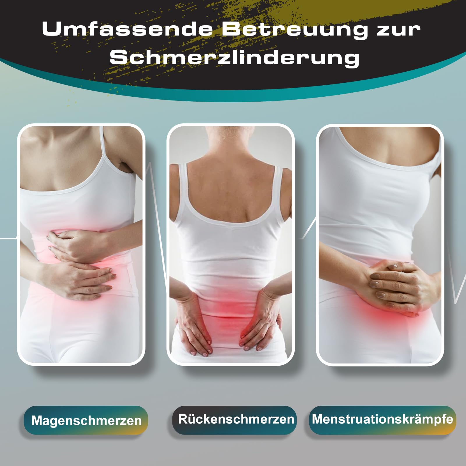 uncn Tragbares Heizkissen für Krämpfe | 5000mAh Integrierter Akku | 27x11 cm Kabellos | Wärmegürtel mit Abschaltautomatik für Bauch/Lenden