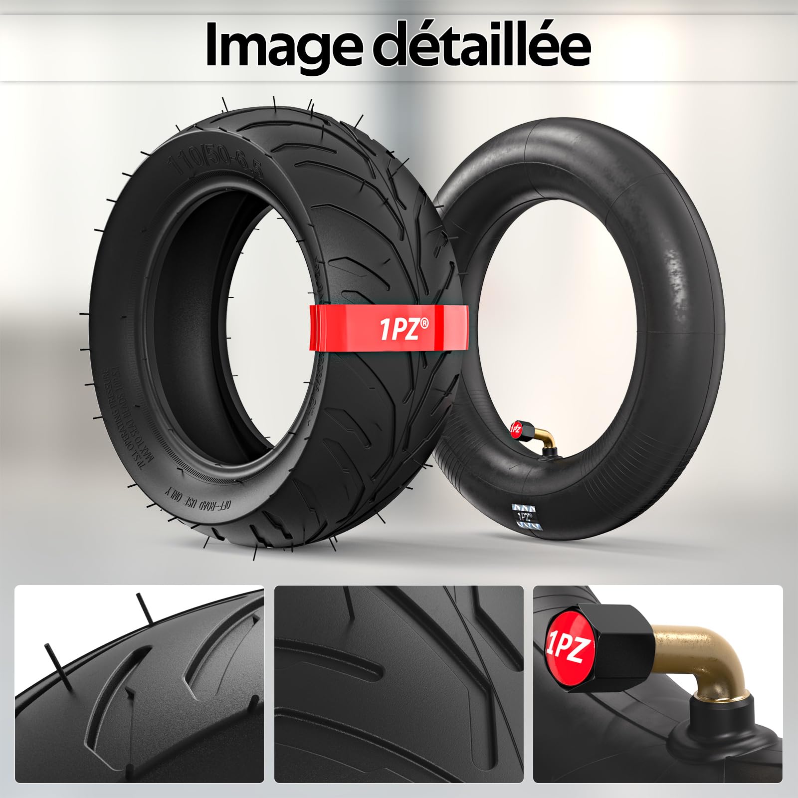 1PZ Pneu Et Chambre à Air 90/65-6.5 Avec Valve TR87 Pour Mini Pocket Bike 47cc 49cc - Scooters Électriques Dirt Bike