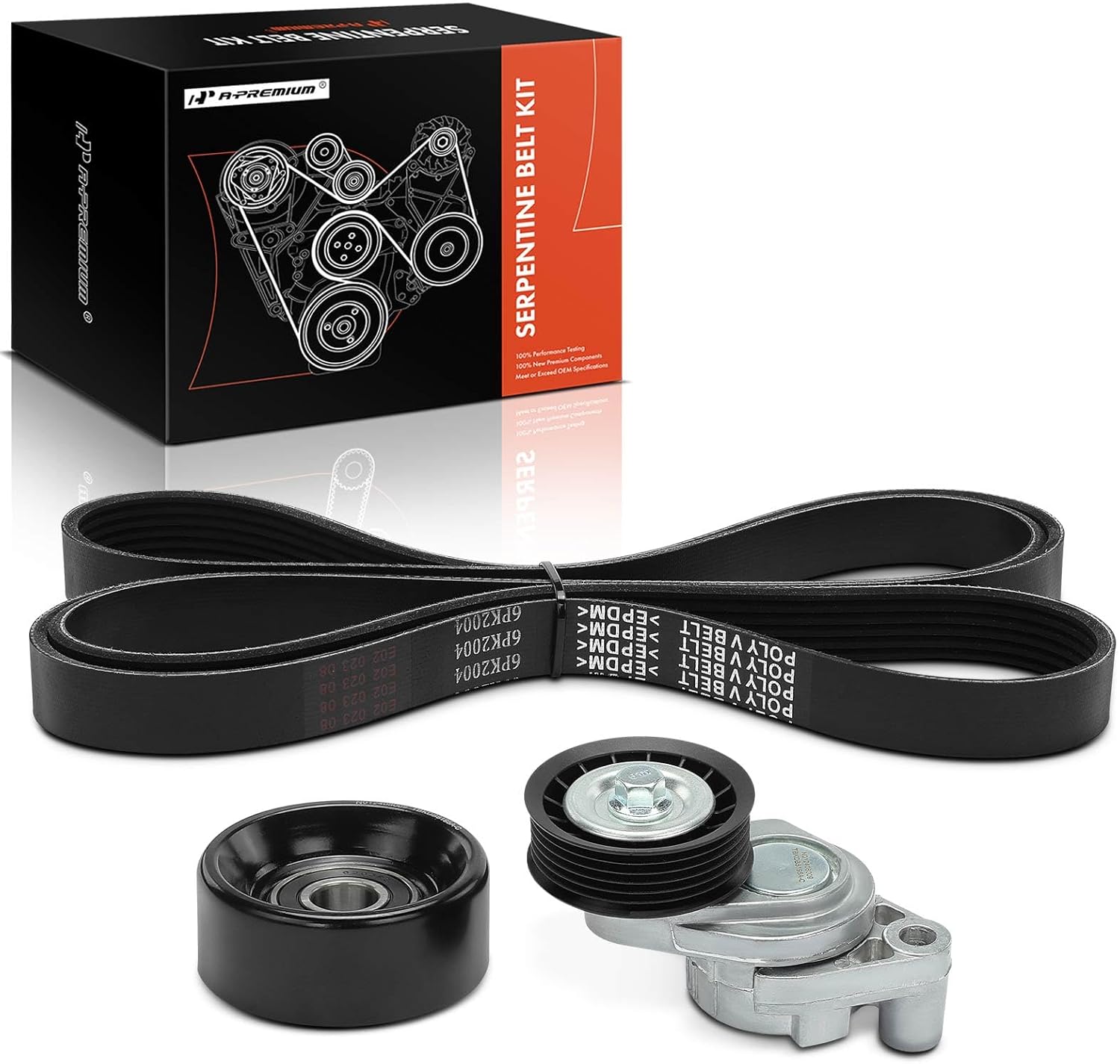 A-Premium Engine Serpentine Drive Belt Kit with Tensioner & Idler Pulley Compatible with Chevrolet Camaro & Pontiac Firebird, 1998 1999 2000, 5.7L