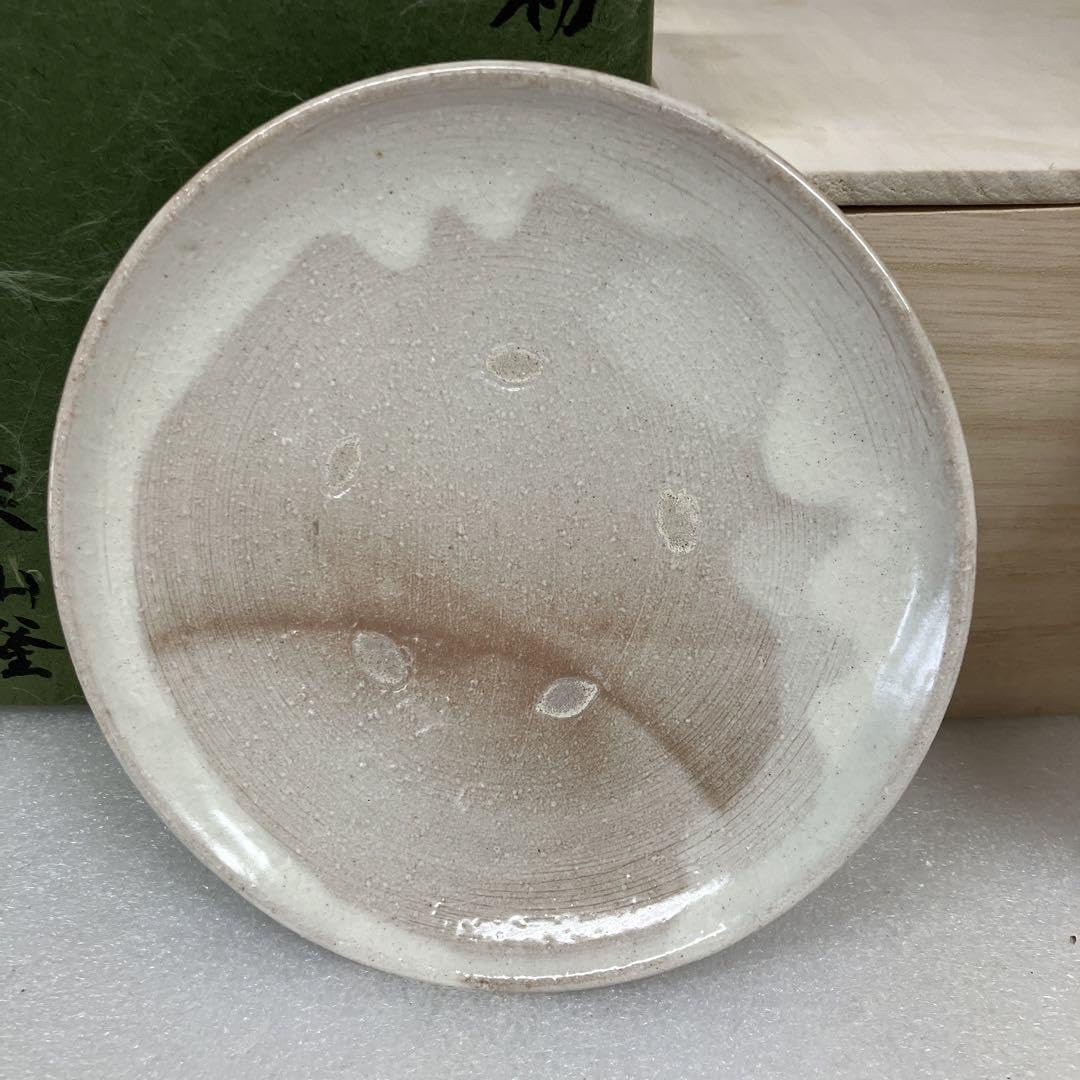 Tea utensils, Confectionery, 2 x Powdered Confectionery Plates, Odaka-yaki, Lakusan Kiln, Shimizu Nichiroshi *Wooden box not included for international shipping