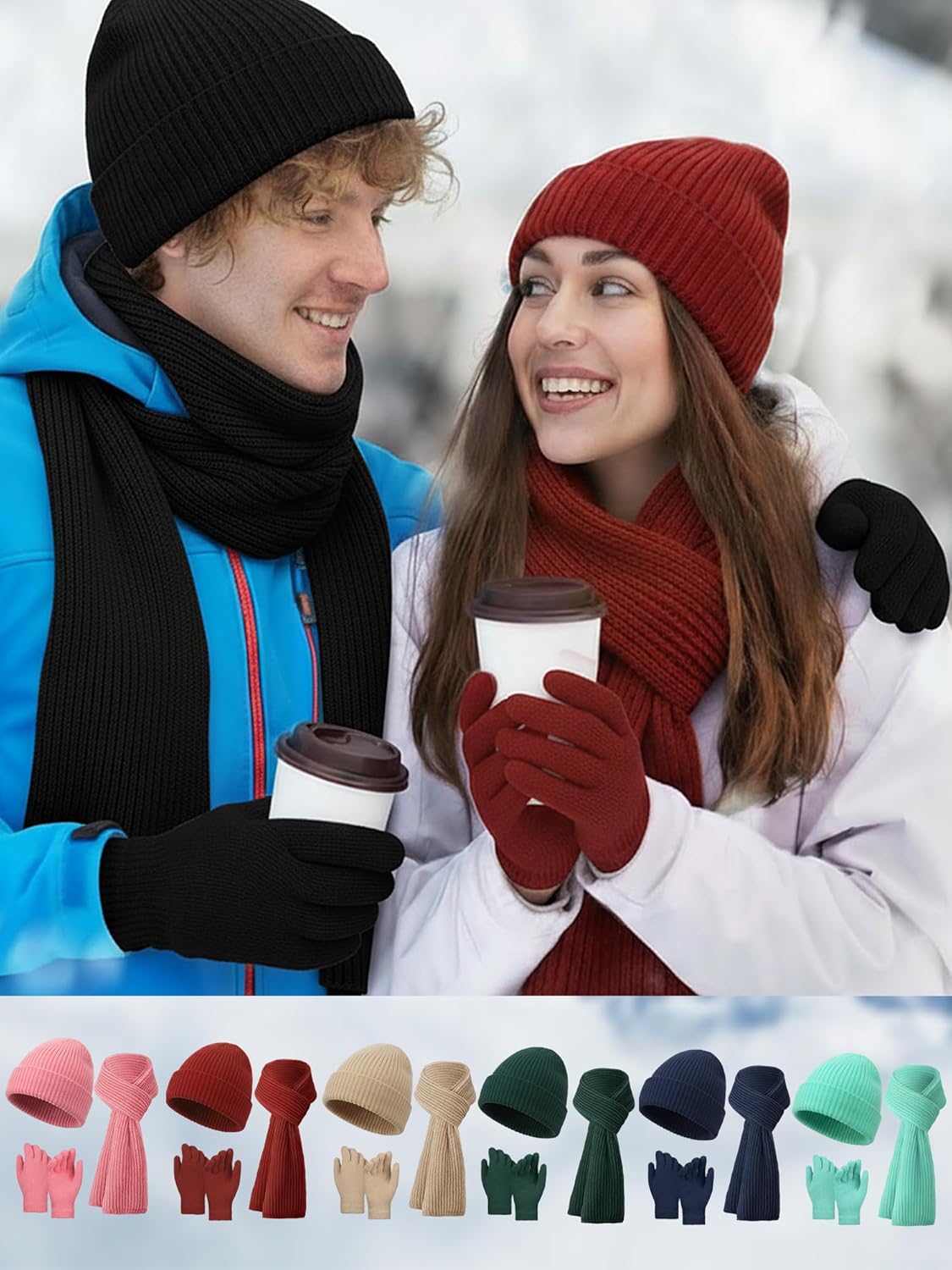 Suhine Winter Beanies Scarves Gloves Bulk Thermal Knit Hat Touch Screen Gloves Set Homeless Donation Charity Gift Women Men - Image 6