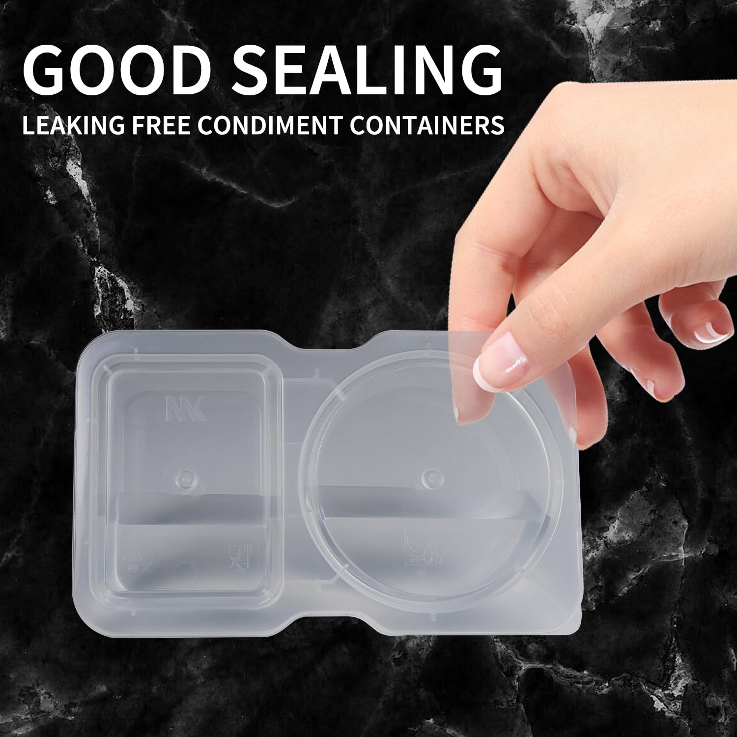 Set di 20 contenitori per snack con coperchio, contenitori per snack, a doppio scomparto, in plastica, per salse, insalata, snack, viaggi e condimenti da asporto