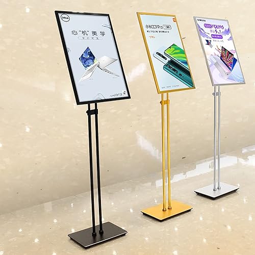 Miniatura 2 de Soporte ajustable para letreros de pedestal A2A3A4, soporte de letrero de piso de 8.5 x 11 pulgadas, soporte de póster con marco abierto a presión