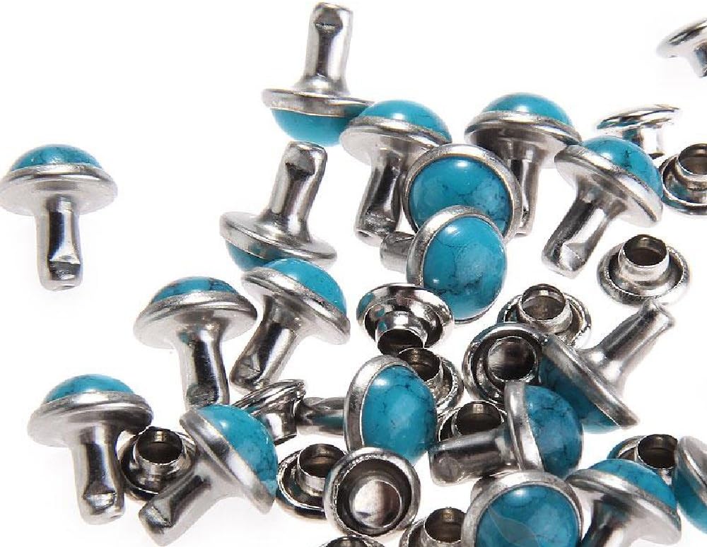 RUBYCA Blue Turquoise Rapid Rivets Studs DIY Leather-Craft for Bag Shoes Bracelet Tandy Leather 8MM 200pcs