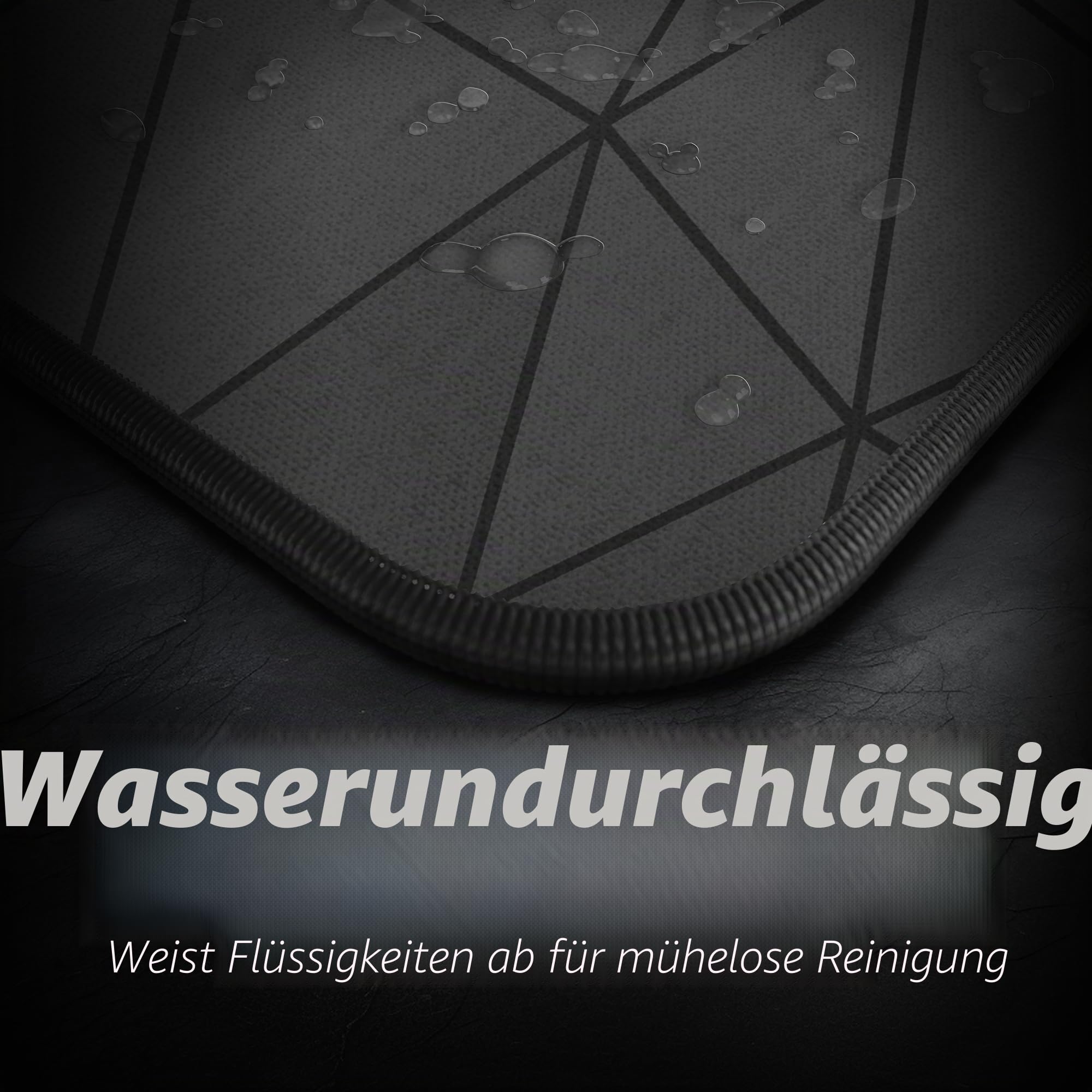 Hystar® Erweitertes Gaming-Mauspad, XXL, 91,4 x 40,6 cm, 5 mm dick, wasserdichte Oberfläche, glattes Polyestergewebe und Unterseite aus Naturkautschuk, Poly-Schwarz
