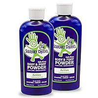 Vista 10 de Squeaky Cheeks Polvo para pies y cuerpo (5 onzas)- Todo natural y sin talco, alivio eficaz de rozaduras, pies sudorosos y olor. Previene ampollas