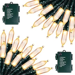 Battery Operated Christmas Lights 2 Pack 18 Feet 50 LED Clear Mini Strin...