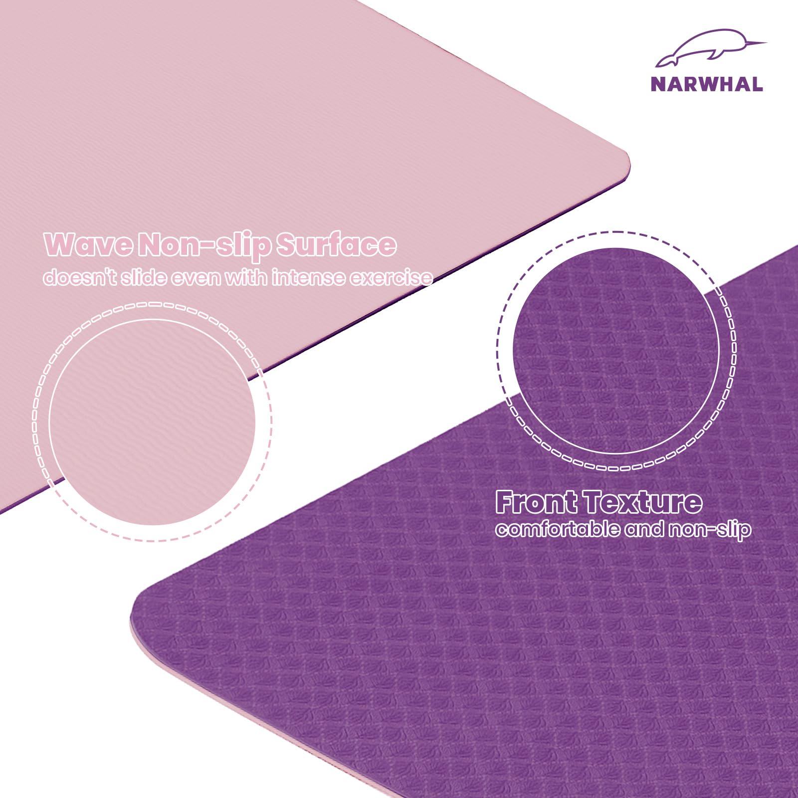 Narwhal Yoga Mat TPE Non-Slip Large XXL 190x80x0.6cm 6mm Thick - Yoga Mats for Women & Men's Exercise Gym Pilates Fitness & Workout Training