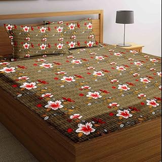 BSB HOME Double Floral Bedsheet with 2 Pillow Covers | 144 TC Soft Brushed Microfiber - Breathable & Wrinkle Free - 3 Pcs ...
