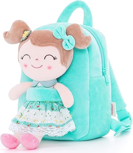 Gloveleya Mochilas para niños y niñas mochila de felpa con muñeca de peluche para bebé color verde 9 pulgadas Muñeco rosa de primavera, Strawberry