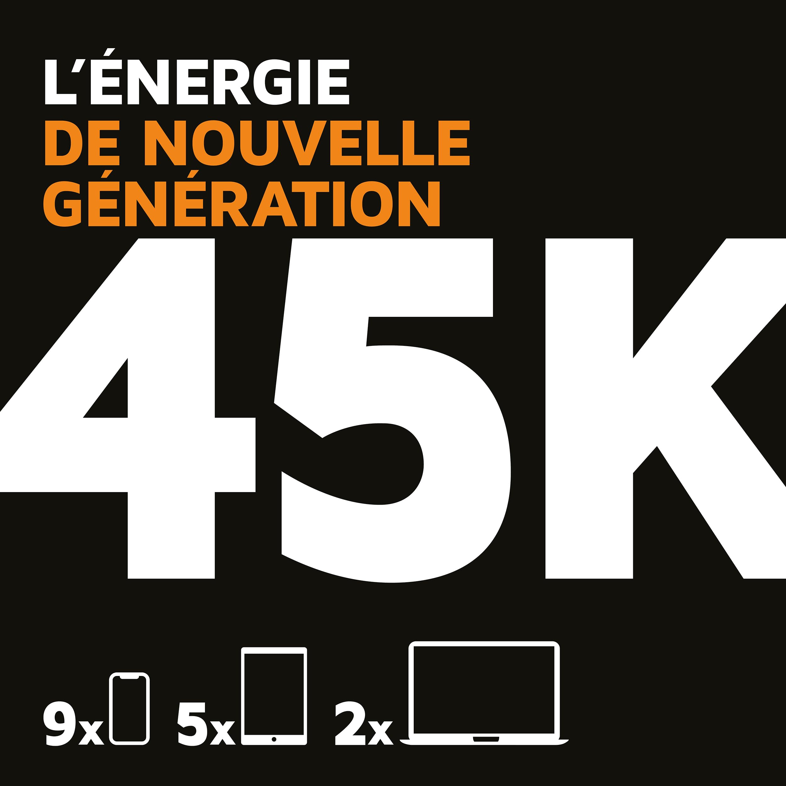 Xtorm 67W Série Fuel 5 Batterie Externe 45 000mAh, Affichage LED, 2 x USB-C / 1 x USB-A, Matériau 100% GRS, Fonctions de sécurité, Compatible avec Samsung et iPhone, Noir