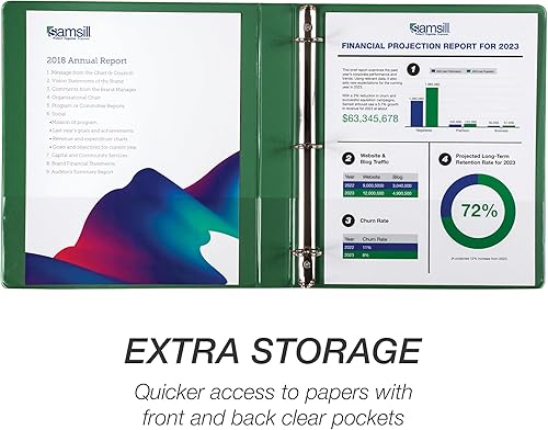 Vista 46 de Samsill (MP128587) - Carpeta de 3 anillos redondos de 3 pulgadas, fabricada en los EE. UU., con cubierta transparente personalizable para insertos