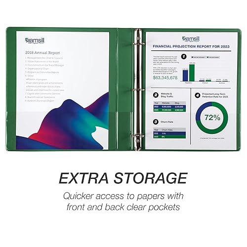 Vista 65 de Samsill (MP128567) - Carpeta de 3 anillos redondos de 2 pulgadas, fabricada en los EE. UU., con cubierta transparente personalizable para insertos