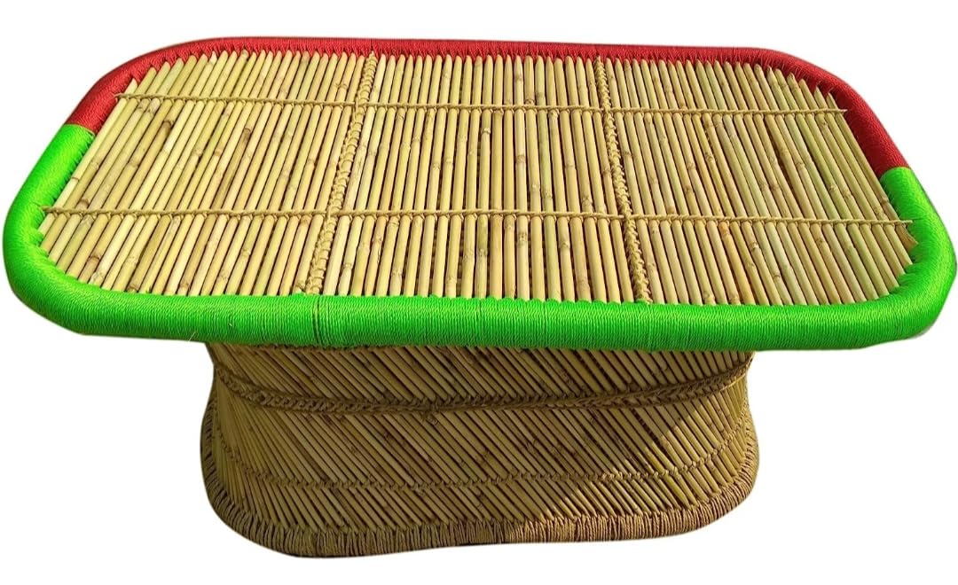 Dinesh Mudda Wood Bamboo Cane Table, Coffee, Tea, Snacks Table for Balcony, Office, romm, Garden-image-1