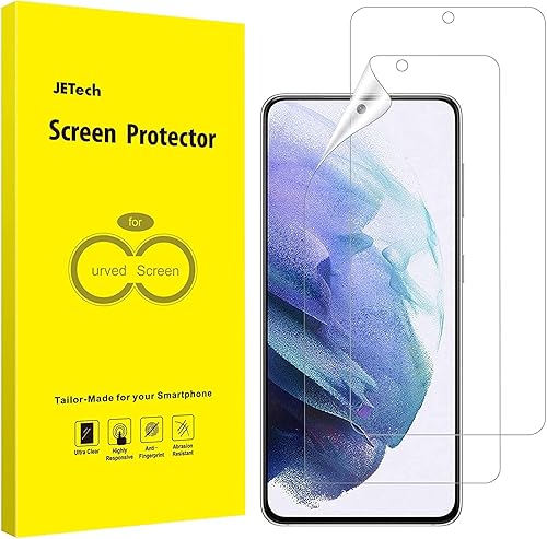 JETech Protector de pantalla compatible con Samsung Galaxy S21 5G de 6.2 pulgadas, claridad HD, película de TPU flexible compatible con sensor de
